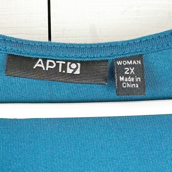 Short Sleeve Teal Blue Sequin Drizzle Tee Size 2X - Picture 4 of 8